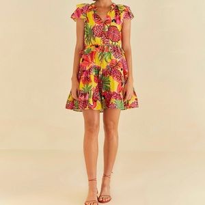 Yellow Fruit Dream Ruffle Mini Dress